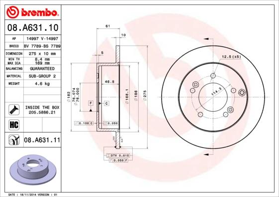 Brembo 08.A631.11 - Brake Disc www.parts5.com