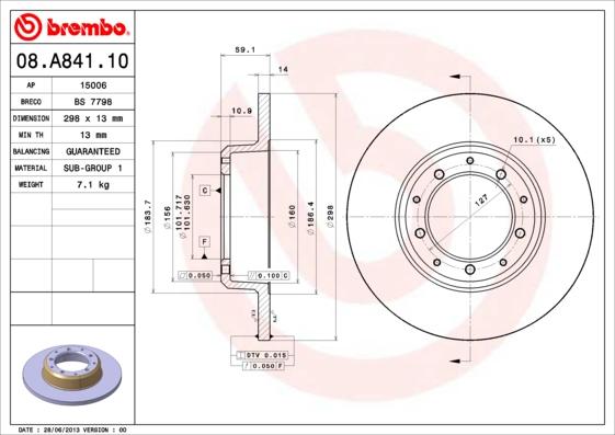 Brembo 08.A841.10 - Brake Disc www.parts5.com