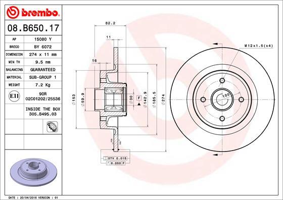 Brembo 08.B650.17 - Disc frana www.parts5.com