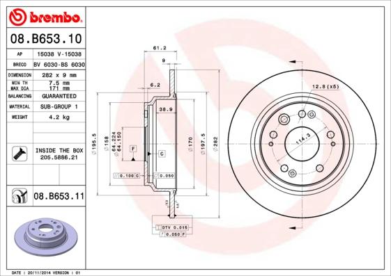 Brembo 08.B653.11 - Piduriketas www.parts5.com