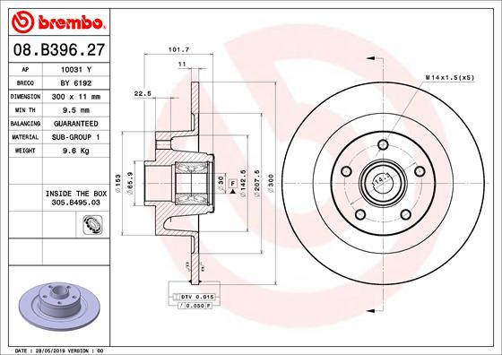 Brembo 08.B396.27 - Brzdový kotúč www.parts5.com