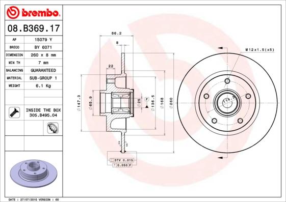 Brembo 08.B369.17 - Brake Disc www.parts5.com