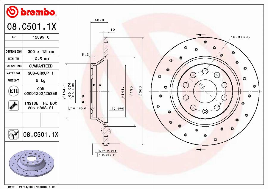 Brembo 08.C501.1X - Тормозной диск www.parts5.com