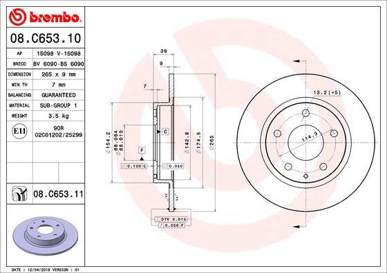 Brembo 08.C653.11 - Zavorni kolut www.parts5.com