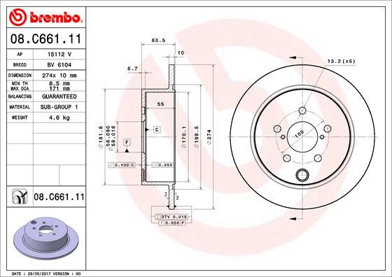 Brembo 08.C661.11 - Disc frana www.parts5.com