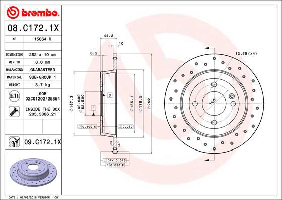 Brembo 08.C172.1X - Тормозной диск www.parts5.com