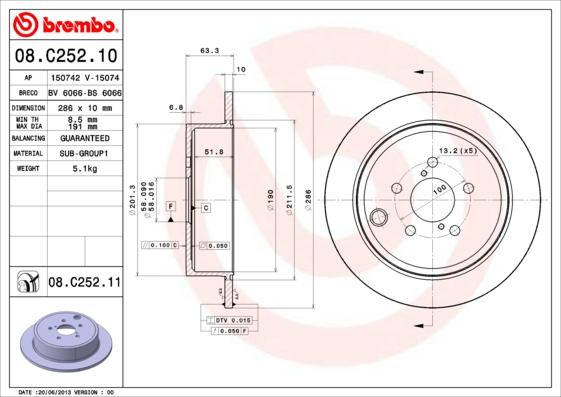 Brembo 08.C252.11 - Δισκόπλακα www.parts5.com