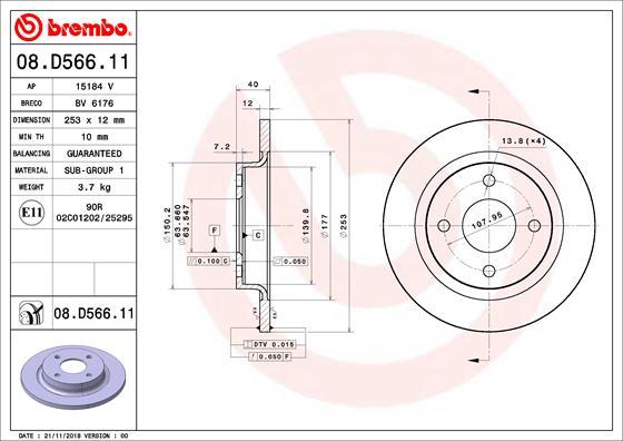 Brembo 08.D566.11 - Disc frana www.parts5.com