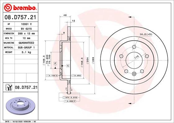 Brembo 08.D757.21 - Brake Disc www.parts5.com