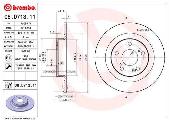 Brembo 08.D713.11 - Zavorni kolut www.parts5.com