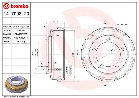 Brembo 14.7098.20 - Tambur frana www.parts5.com