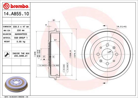 Brembo 14.A855.10 - Brake Drum www.parts5.com