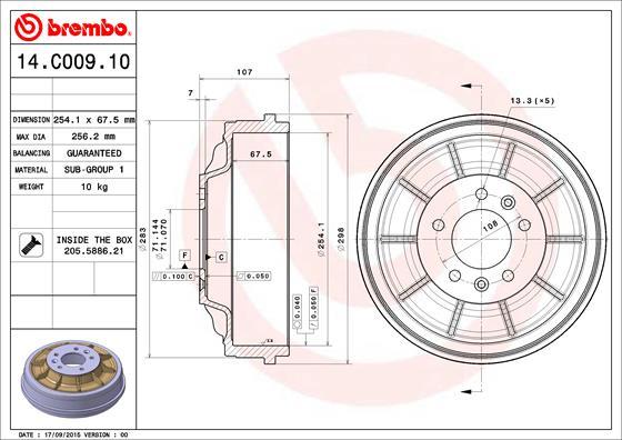 Brembo 14.C009.10 - Brake Drum www.parts5.com