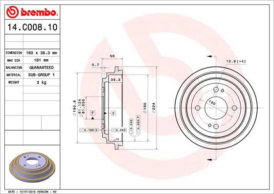 Brembo 14.C008.10 - Brake Drum www.parts5.com