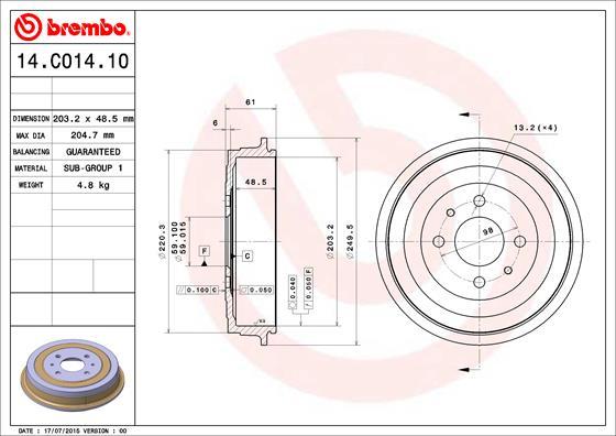 Brembo 14.C014.10 - Brake Drum www.parts5.com