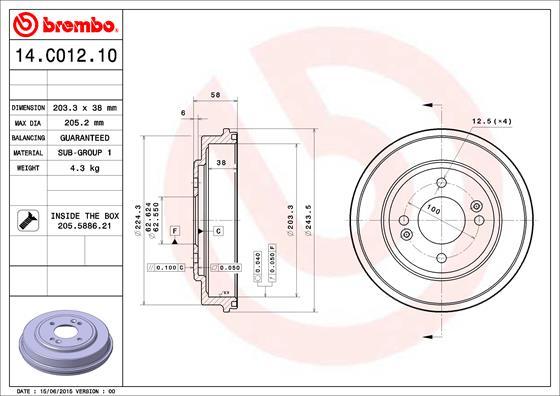 Brembo 14.C012.10 - Brake Drum www.parts5.com