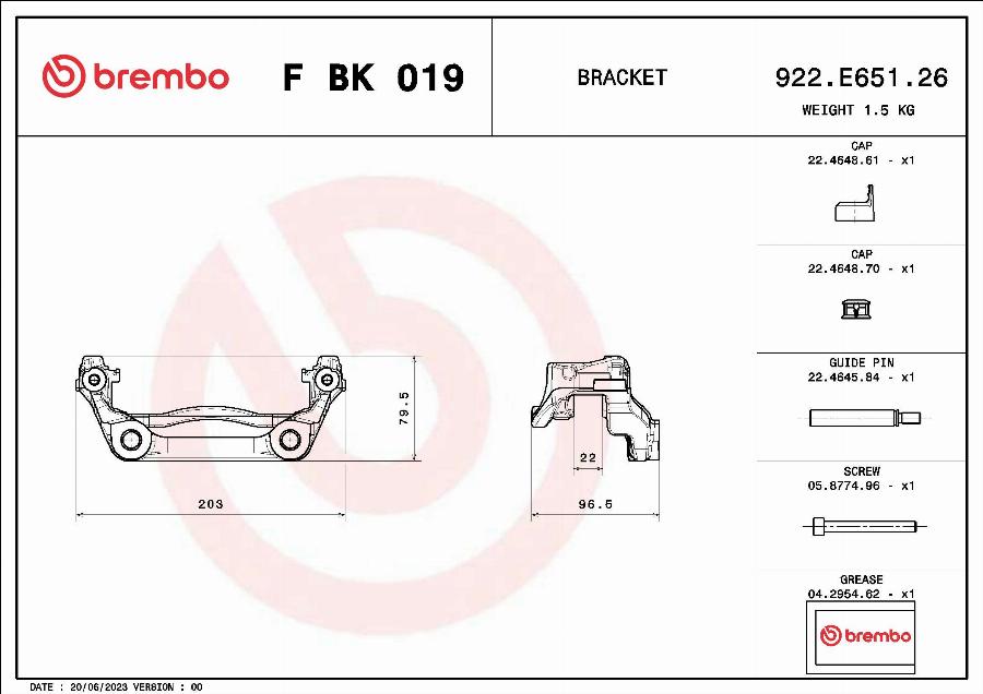 Brembo F BK 019 - Sada držáků brzdových třmenů www.parts5.com