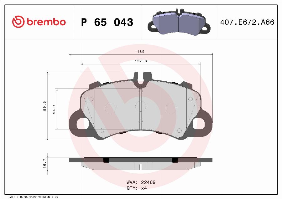 Brembo P 65 043 - Set placute frana,frana disc www.parts5.com