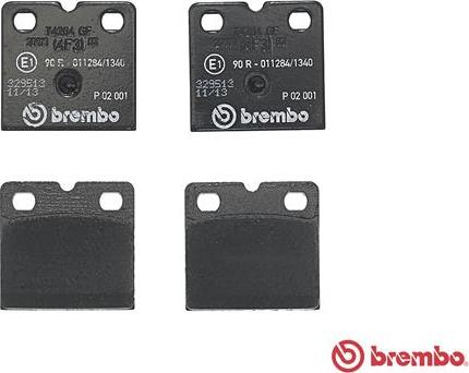 Brembo P 02 001 - Brake Pad Set, disc parking brake www.parts5.com