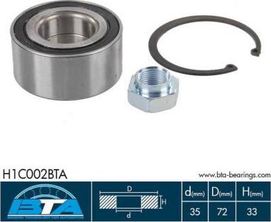 BTA H1C002BTA - Wheel hub, bearing Kit parts5.com