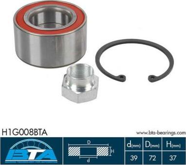 BTA H1G008BTA - Wheel hub, bearing Kit www.parts5.com