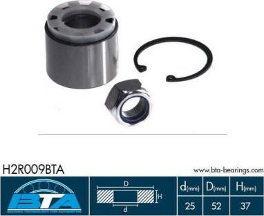 BTA H2R009BTA - Σετ ρουλεμάν τροχών www.parts5.com