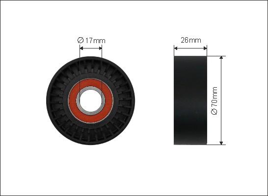 Caffaro 500435 - Deflection / Guide Pulley, v-ribbed belt www.parts5.com