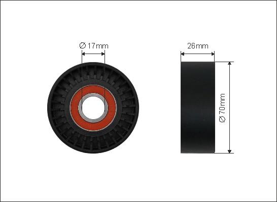 Caffaro 500422 - Deflection / Guide Pulley, v-ribbed belt www.parts5.com