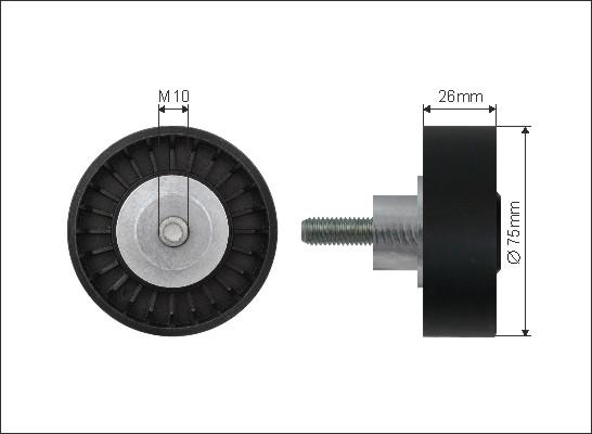 Caffaro 500007 - Deflection / Guide Pulley, v-ribbed belt www.parts5.com