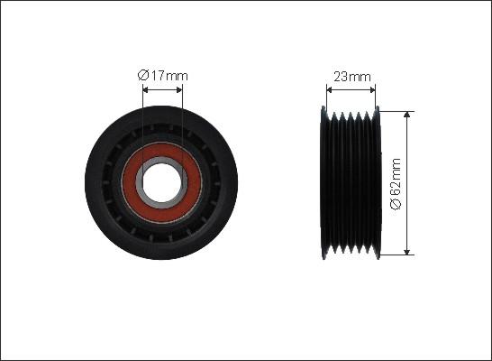 Caffaro 500173 - Deflection / Guide Pulley, v-ribbed belt www.parts5.com