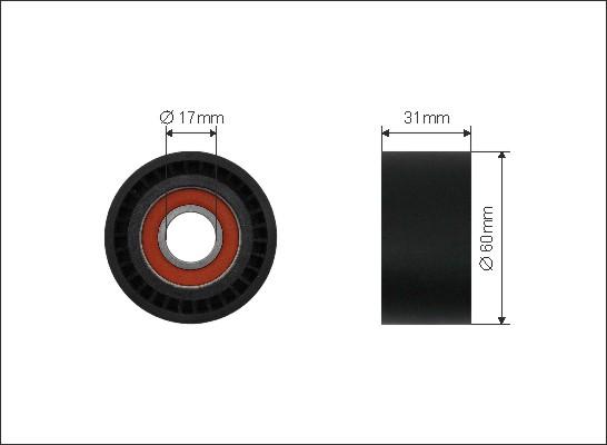 Caffaro 15-00 - Deflection / Guide Pulley, v-ribbed belt www.parts5.com