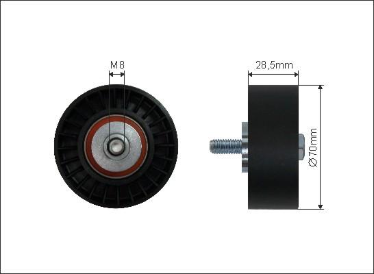 Caffaro 11-09 - Deflection / Guide Pulley, v-ribbed belt www.parts5.com