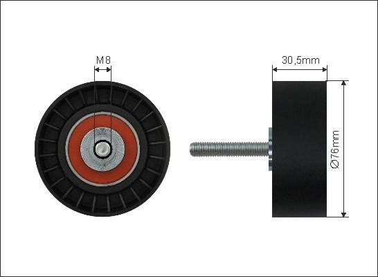 Caffaro 117-03 - Deflection / Guide Pulley, v-ribbed belt www.parts5.com