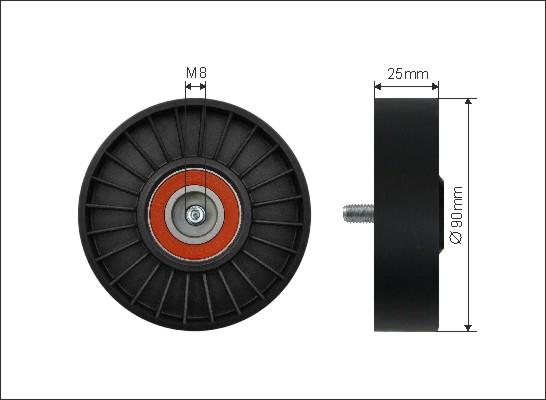 Caffaro 12-18 - Deflection / Guide Pulley, v-ribbed belt www.parts5.com