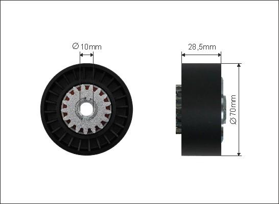 Caffaro 340-68 - Skretni / vodeći valjak, klinasti rebrasti remen www.parts5.com