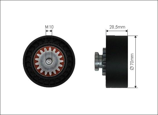 Caffaro 35-96 - Deflection / Guide Pulley, v-ribbed belt www.parts5.com