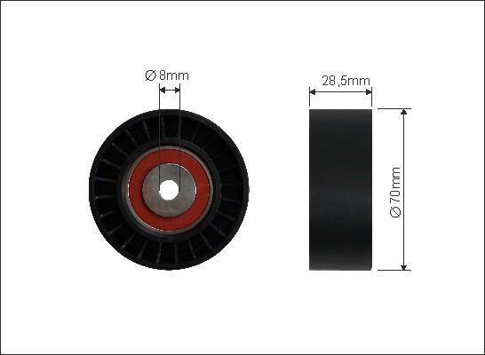 Caffaro 305-22 - Deflection / Guide Pulley, v-ribbed belt parts5.com