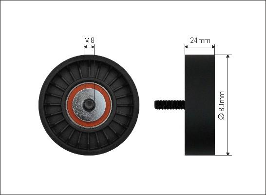 Caffaro 37-73 - Deflection / Guide Pulley, v-ribbed belt www.parts5.com