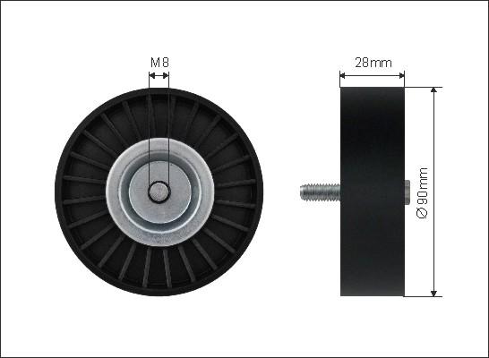 Caffaro 29-00 - Deflection / Guide Pulley, v-ribbed belt www.parts5.com