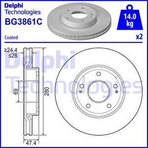 Delphi BG3861C - Brake Disc parts5.com