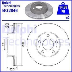 Delphi BG2846 - Brzdový kotúč www.parts5.com