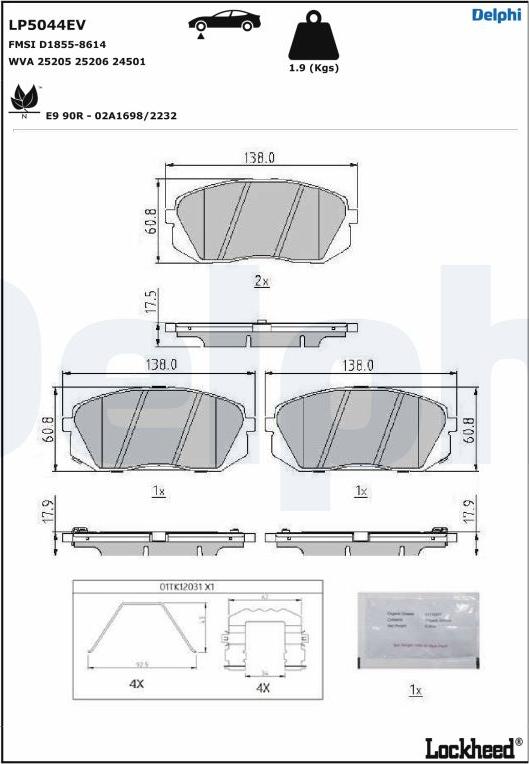 Delphi LP5044EV - Set placute frana,frana disc www.parts5.com