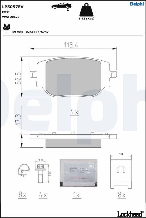 Delphi LP5057EV - Fren balata seti, diskli fren www.parts5.com