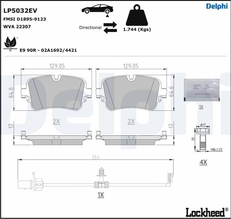 Delphi LP5032EV - Brake Pad Set, disc brake www.parts5.com