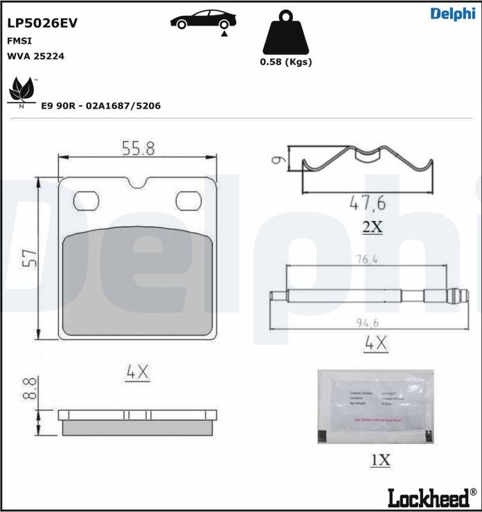 Delphi LP5026EV - Set placute de frana,frana de parcare cu disc www.parts5.com