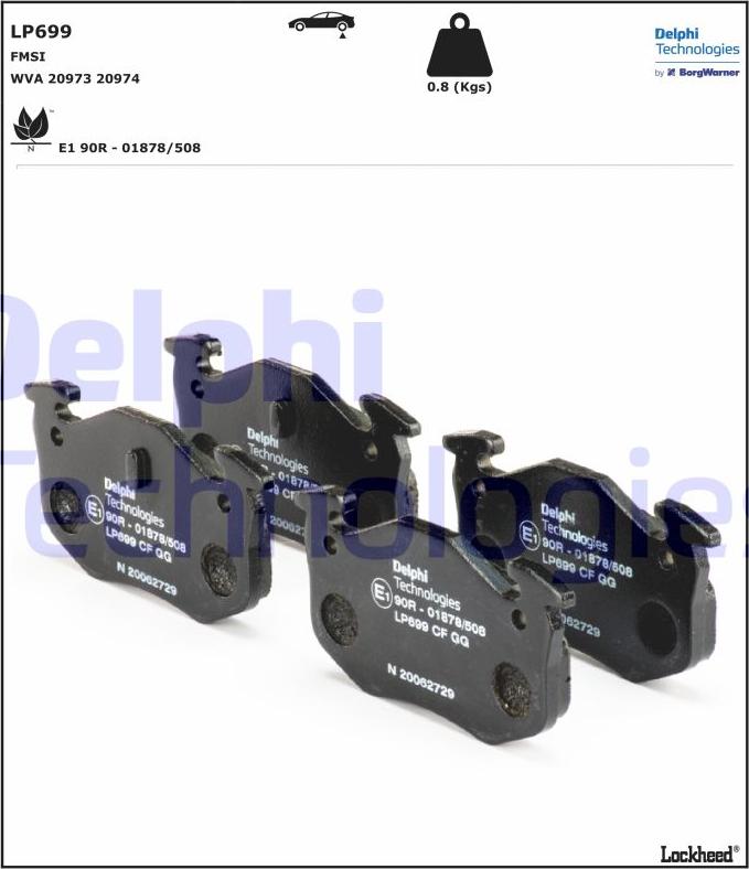 Delphi LP699 - Комплект спирачно феродо, дискови спирачки www.parts5.com