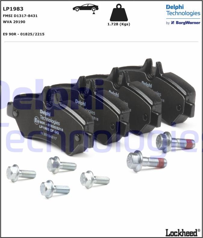 Delphi LP1983 - Brake Pad Set, disc brake www.parts5.com