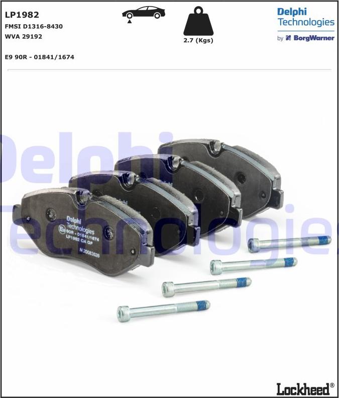 Delphi LP1982 - Brake Pad Set, disc brake www.parts5.com