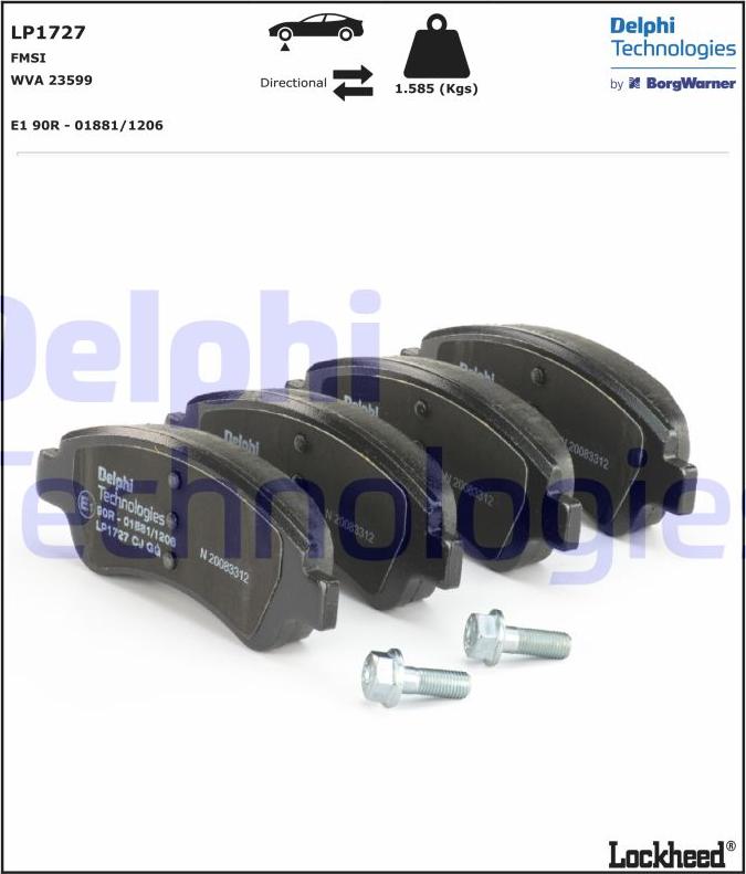 Delphi LP1727 - Brake Pad Set, disc brake www.parts5.com