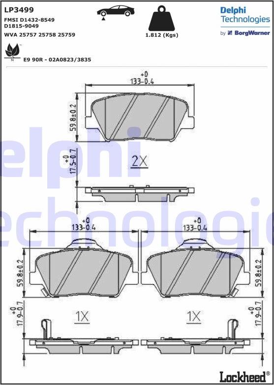 Delphi LP3499 - Set placute frana,frana disc www.parts5.com